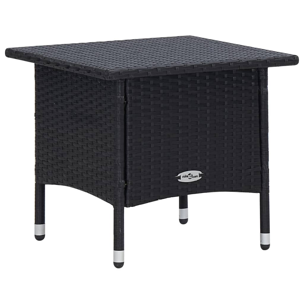 3-teiliges Lounge-Set mit Kissen Poly Rattan Schwarz