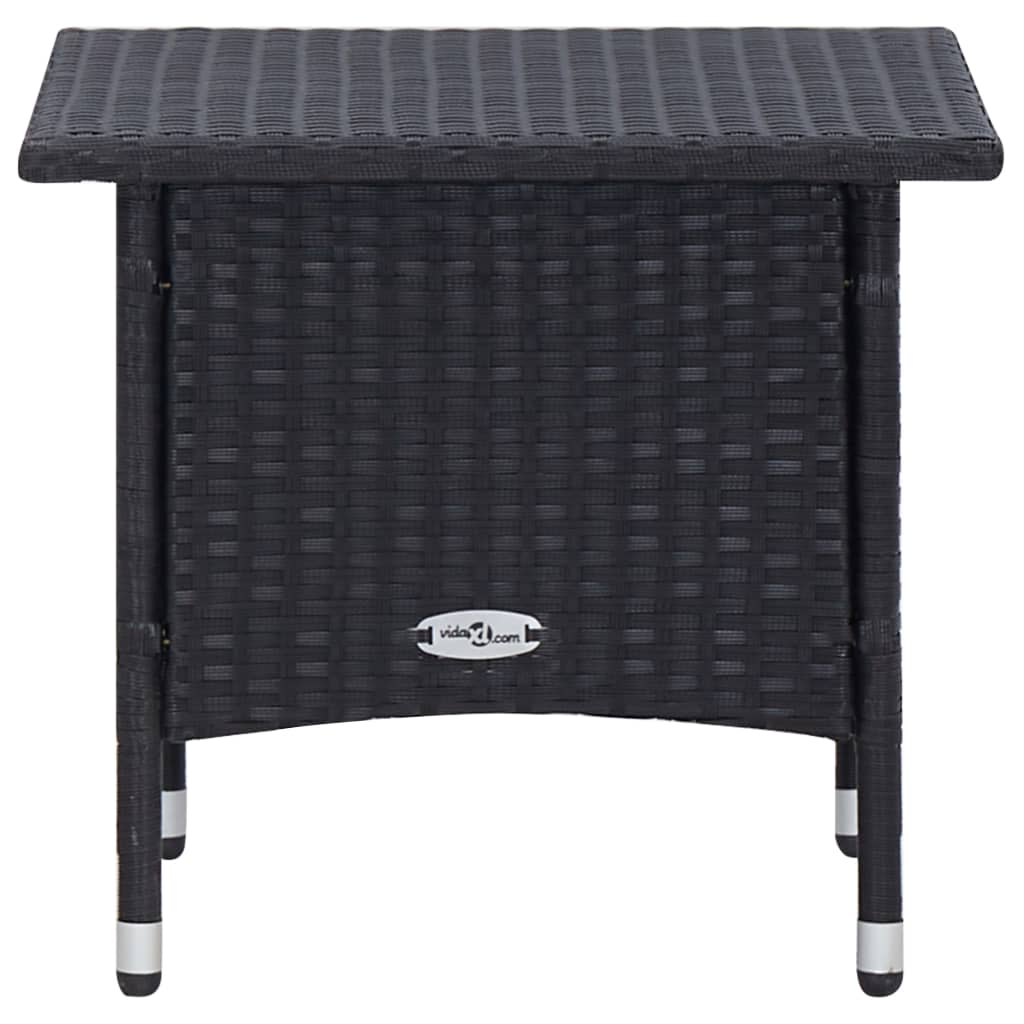 3-teiliges Lounge-Set mit Kissen Poly Rattan Schwarz