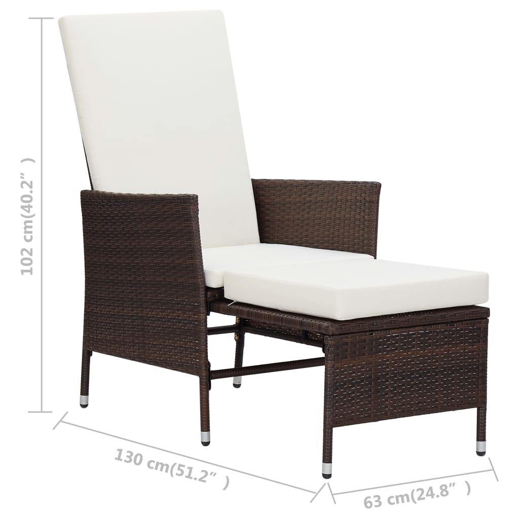 3-teiliges Lounge-Set mit Kissen Poly Rattan Braun
