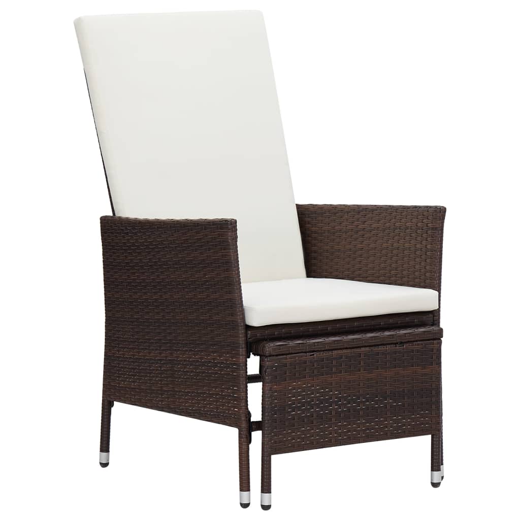 3-teiliges Lounge-Set mit Kissen Poly Rattan Braun