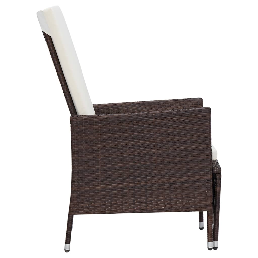 3-teiliges Lounge-Set mit Kissen Poly Rattan Braun