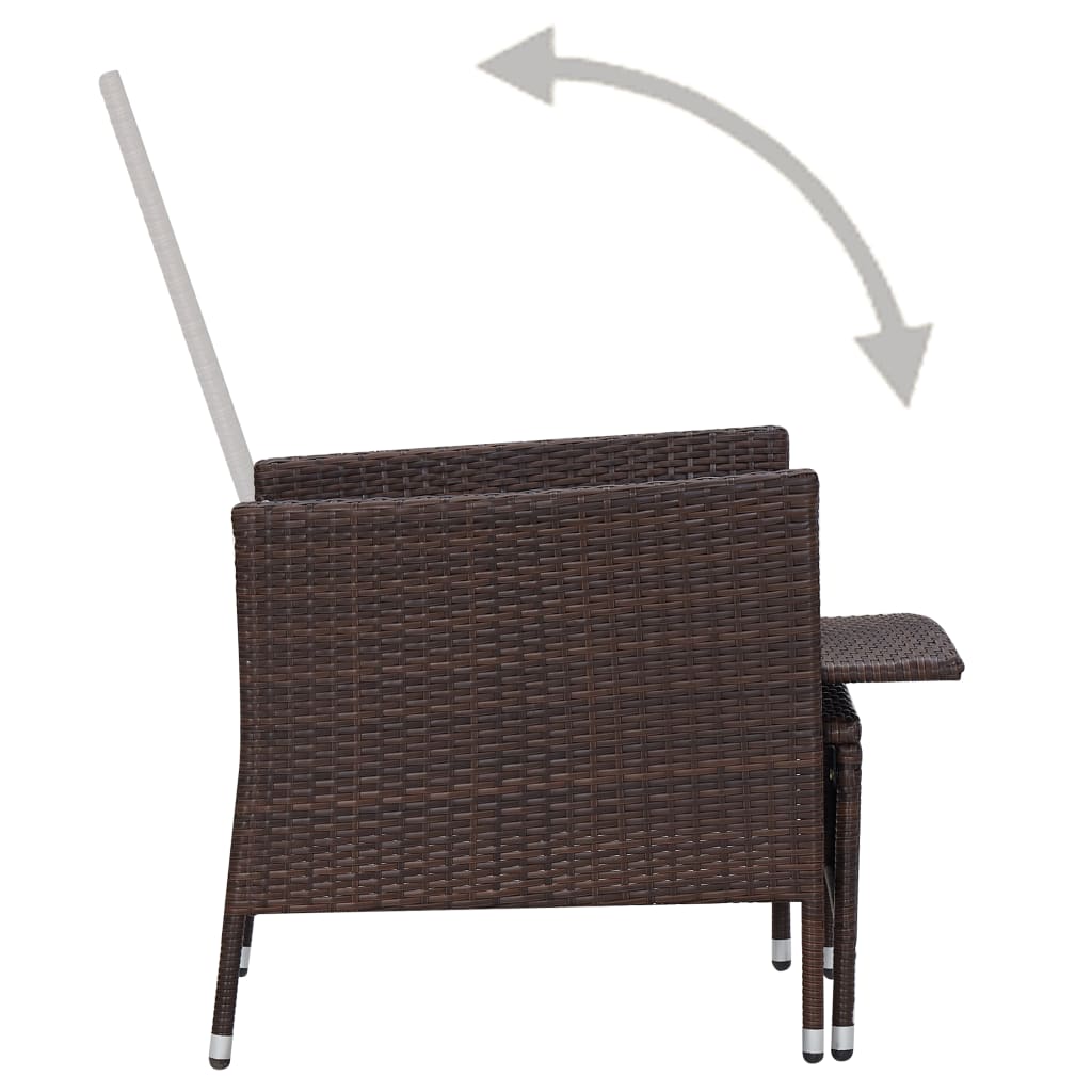 3-teiliges Lounge-Set mit Kissen Poly Rattan Braun