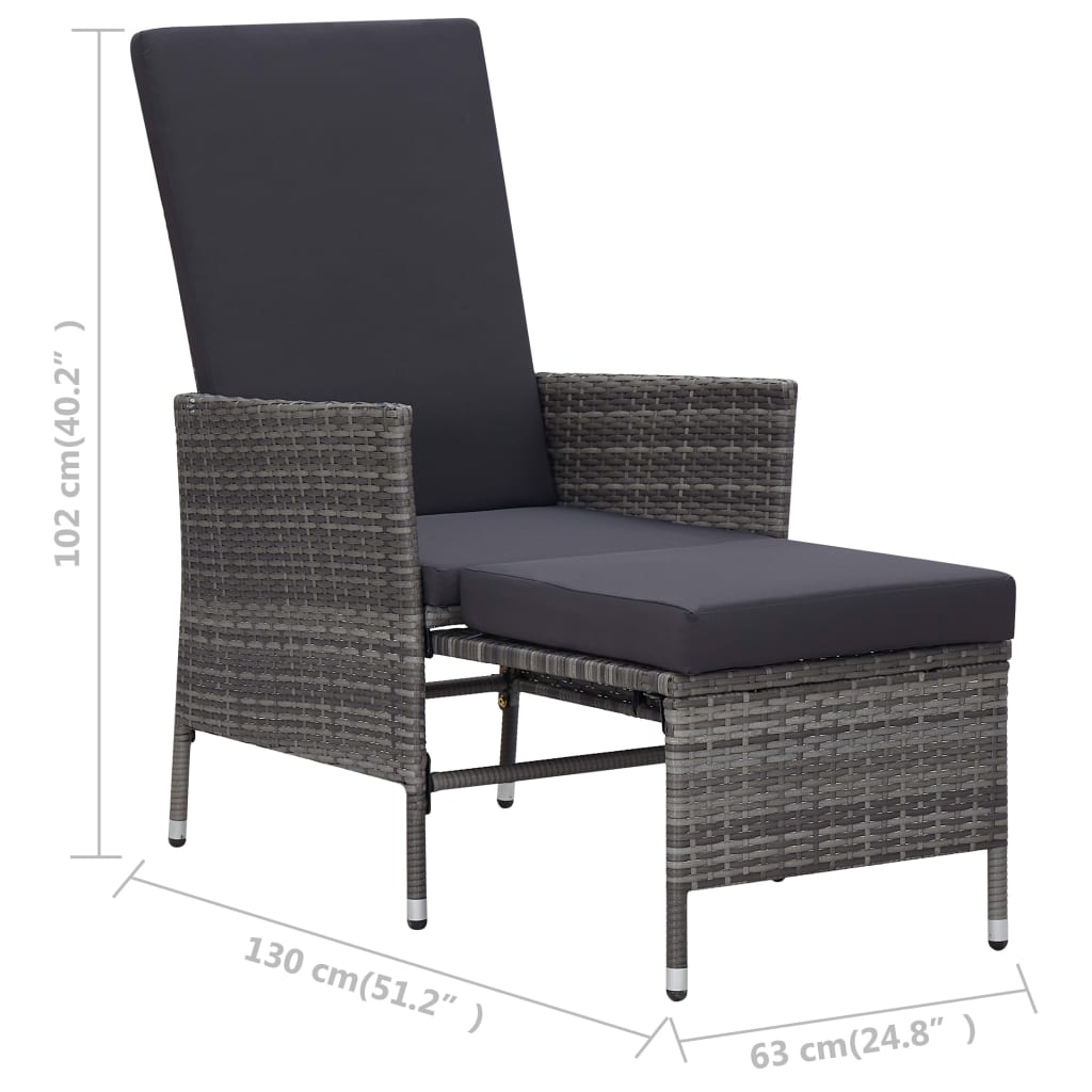 3-teiliges Lounge-Set mit Kissen Poly Rattan Grau