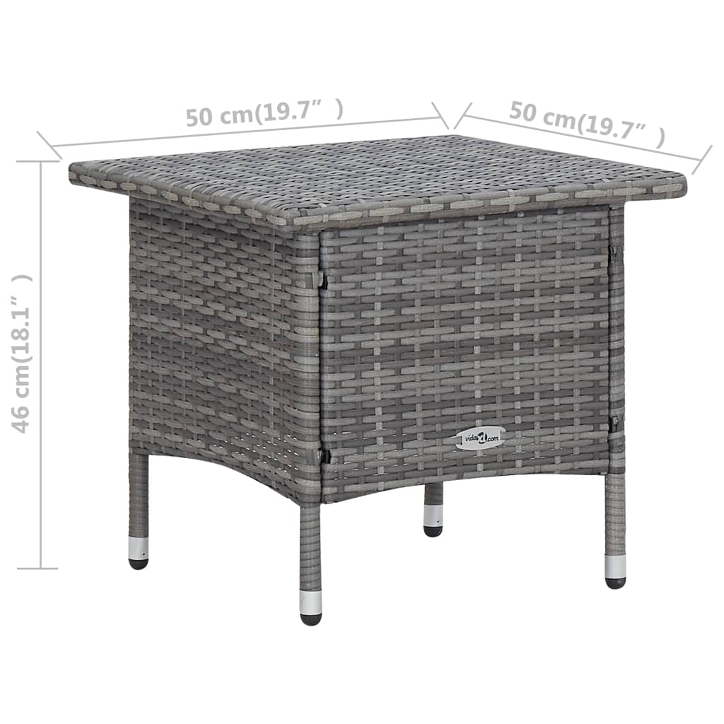 3-teiliges Lounge-Set mit Kissen Poly Rattan Grau