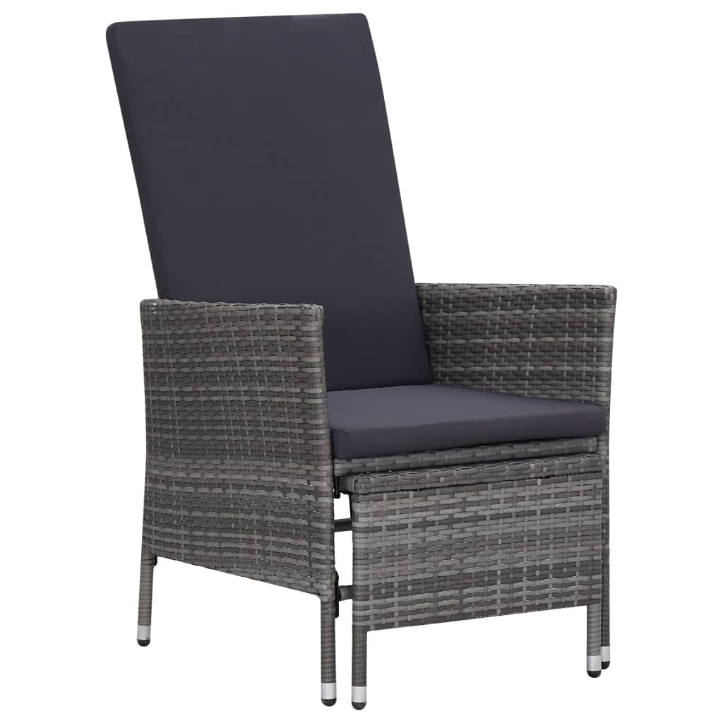 3-teiliges Lounge-Set mit Kissen Poly Rattan Grau