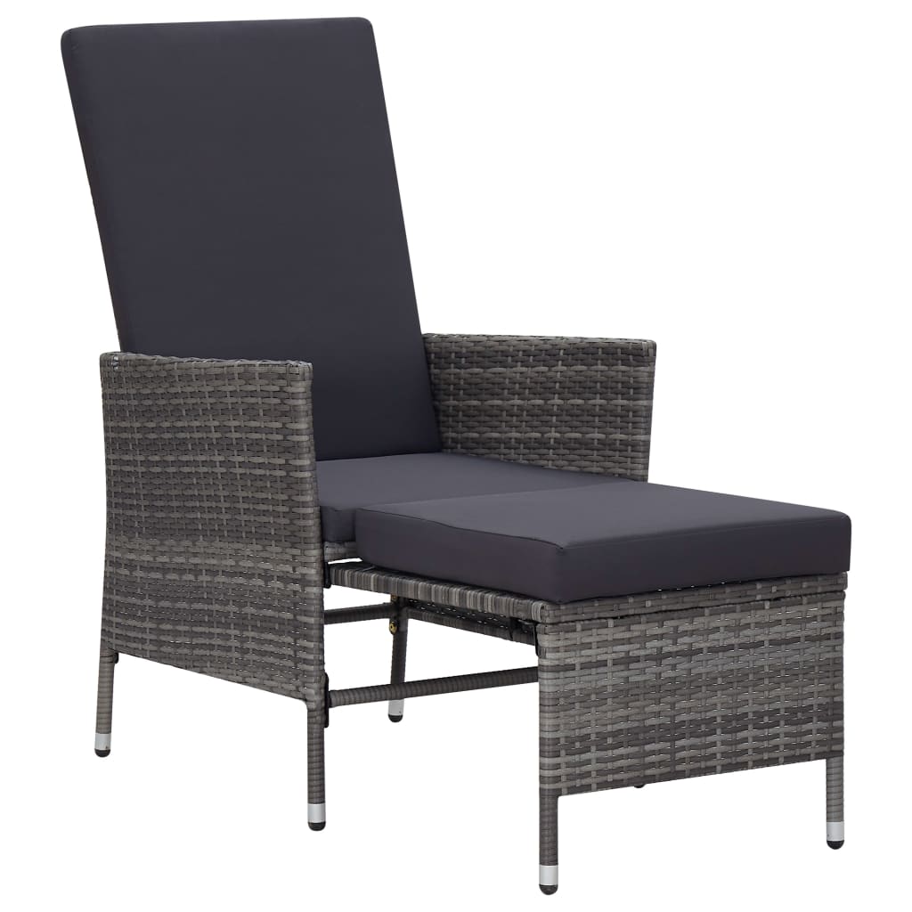 3-teiliges Lounge-Set mit Kissen Poly Rattan Grau