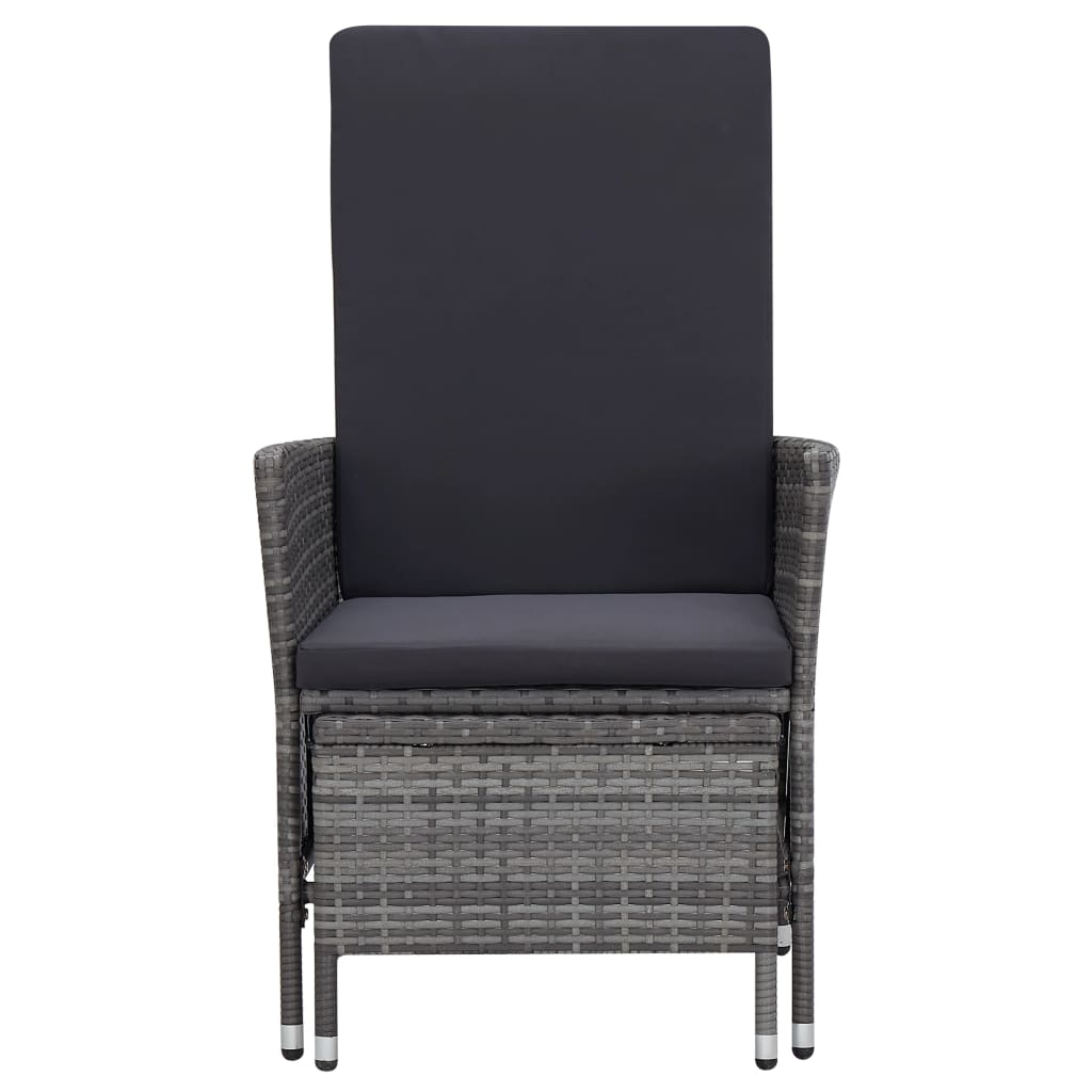3-teiliges Lounge-Set mit Kissen Poly Rattan Grau