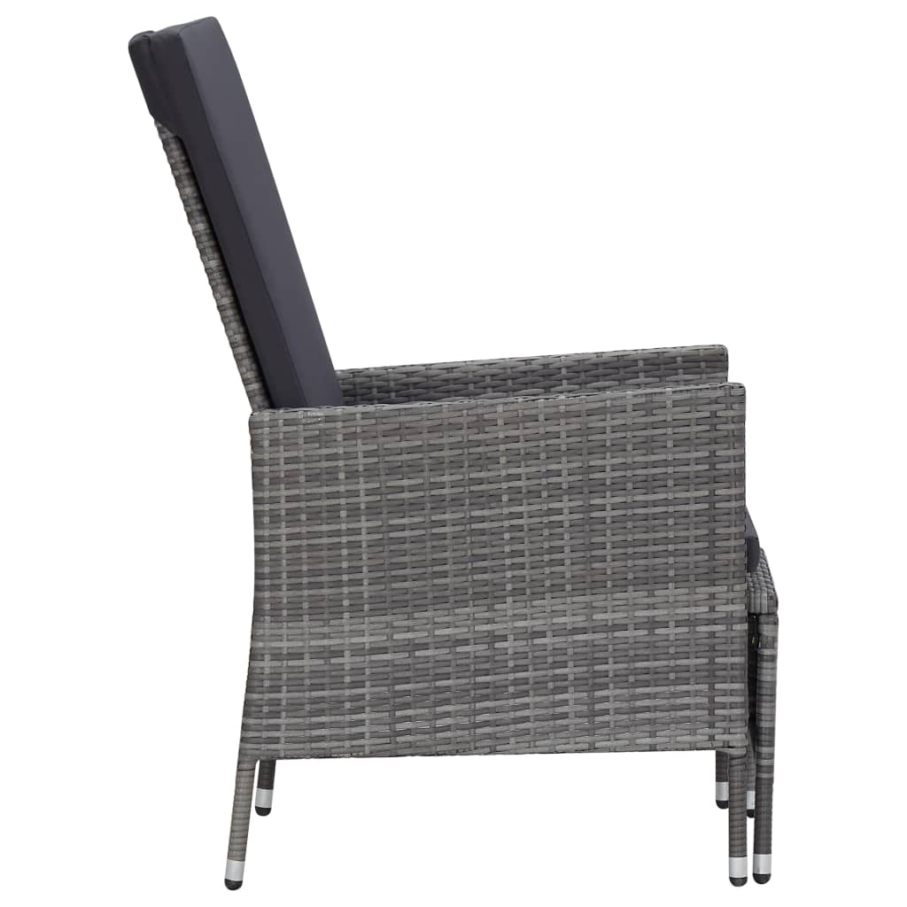 3-teiliges Lounge-Set mit Kissen Poly Rattan Grau