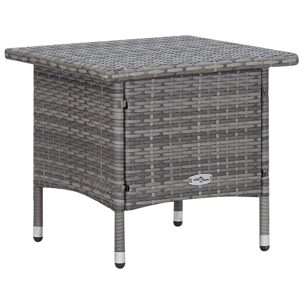 3-teiliges Lounge-Set mit Kissen Poly Rattan Grau