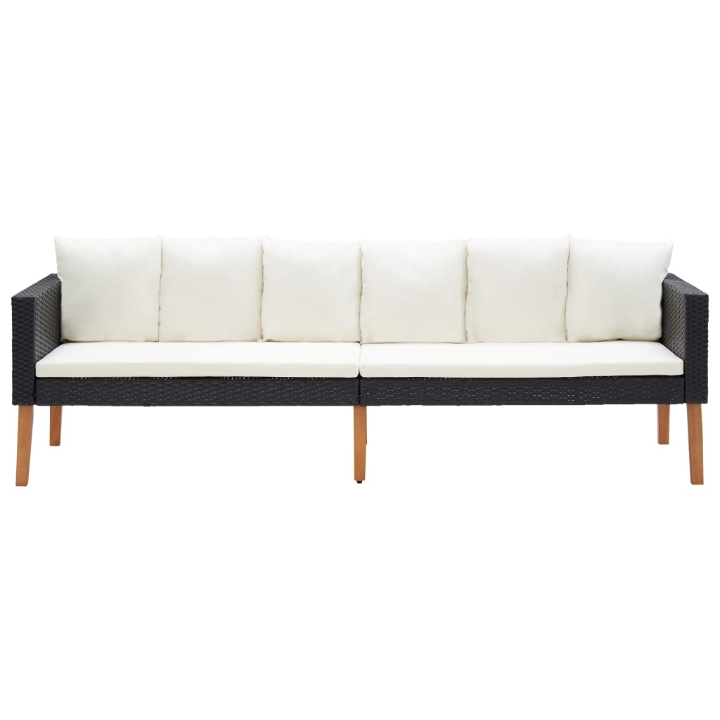 4-Delige Loungeset Met Kussens Poly Rattan Zwart