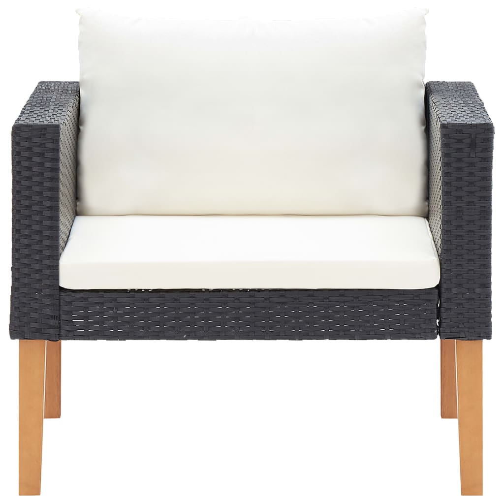 4-Delige Loungeset Met Kussens Poly Rattan Zwart