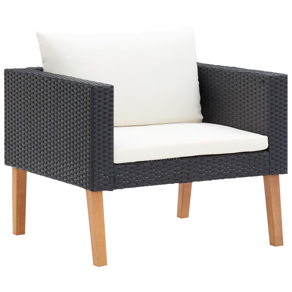 4-Delige Loungeset Met Kussens Poly Rattan Zwart