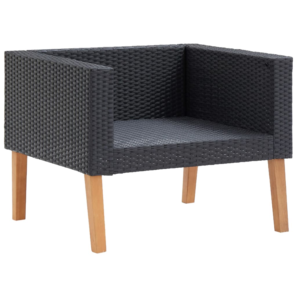 4-Delige Loungeset Met Kussens Poly Rattan Zwart