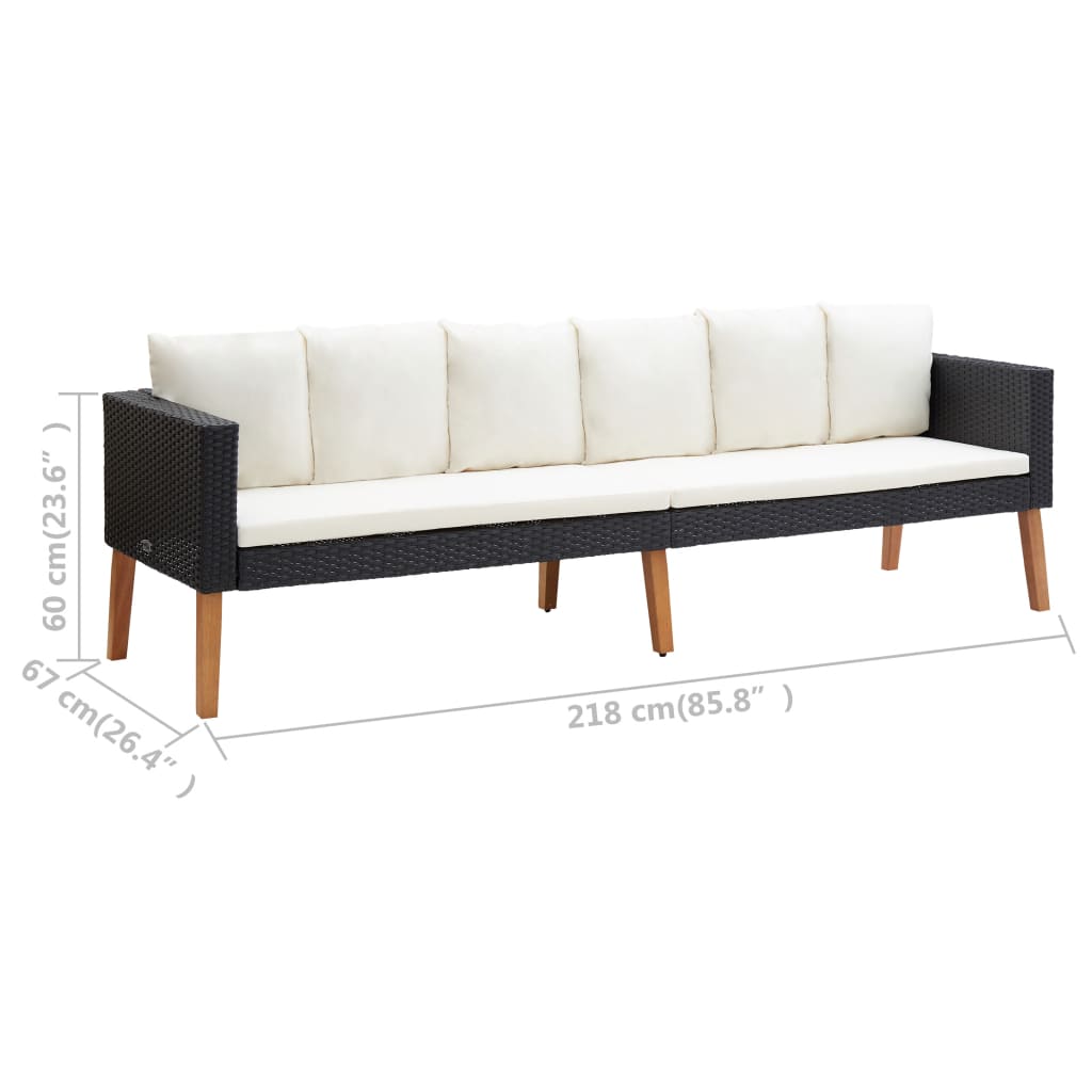 4-Delige Loungeset Met Kussens Poly Rattan Zwart