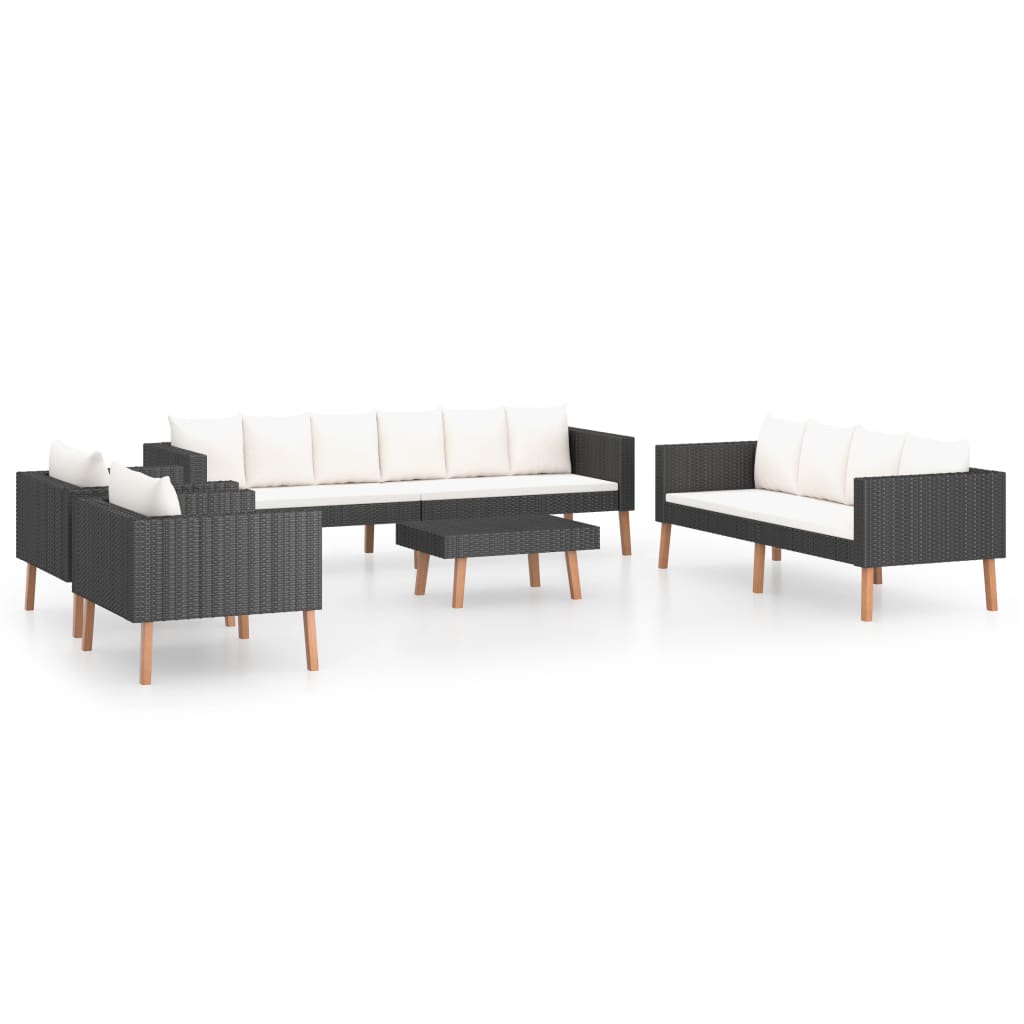 5-Delige Loungeset Met Kussens Poly Rattan Zwart