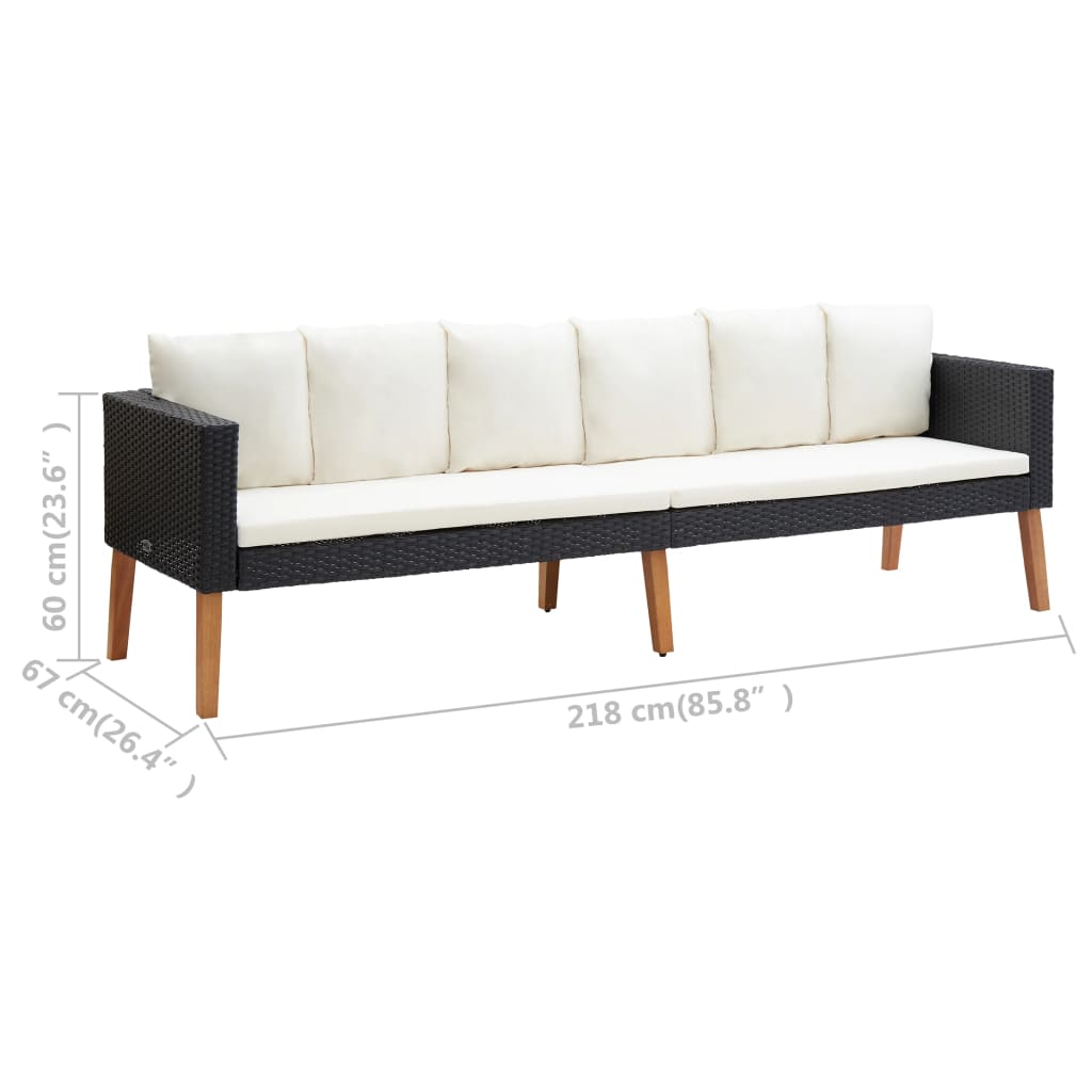 5-Delige Loungeset Met Kussens Poly Rattan Zwart