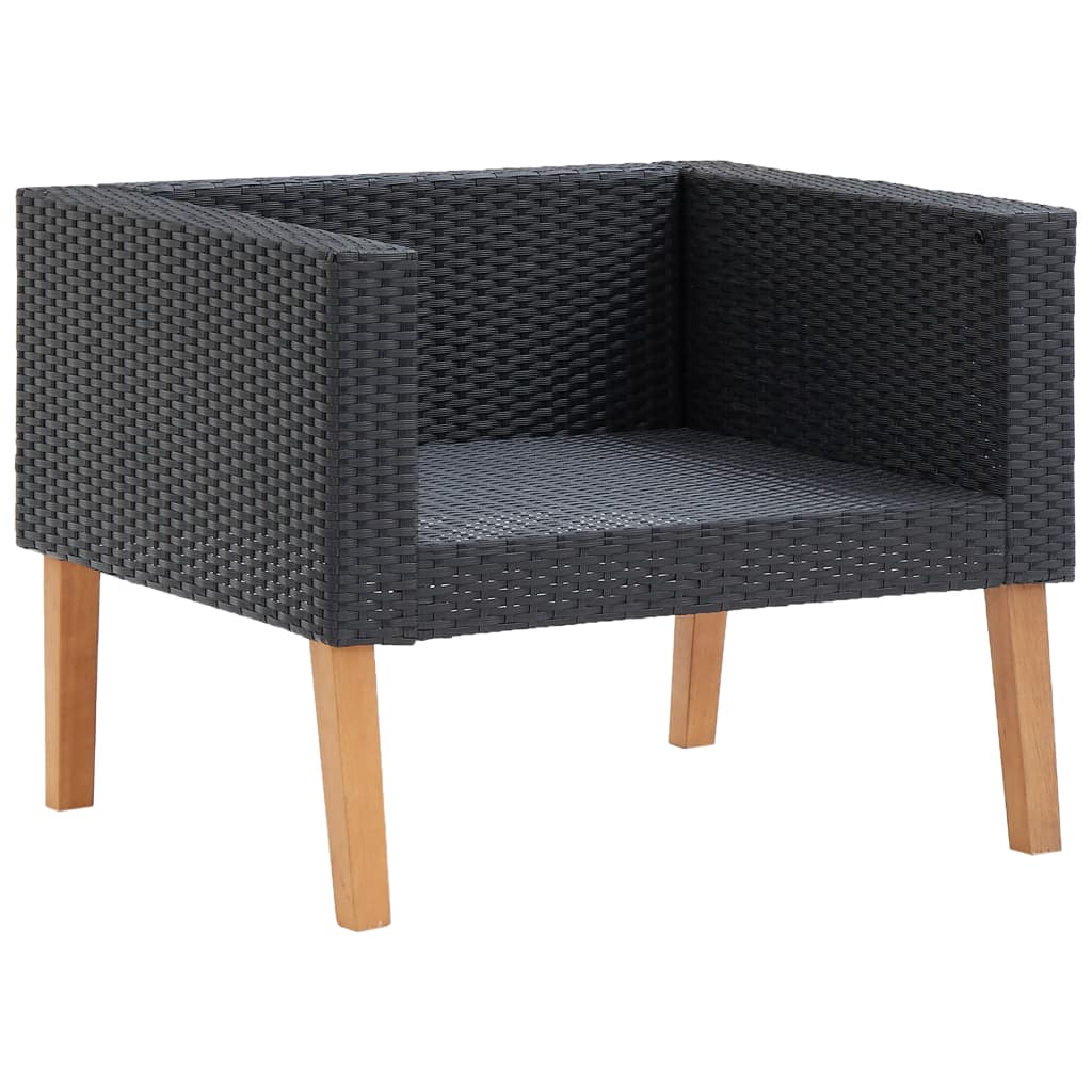5-Delige Loungeset Met Kussens Poly Rattan Zwart