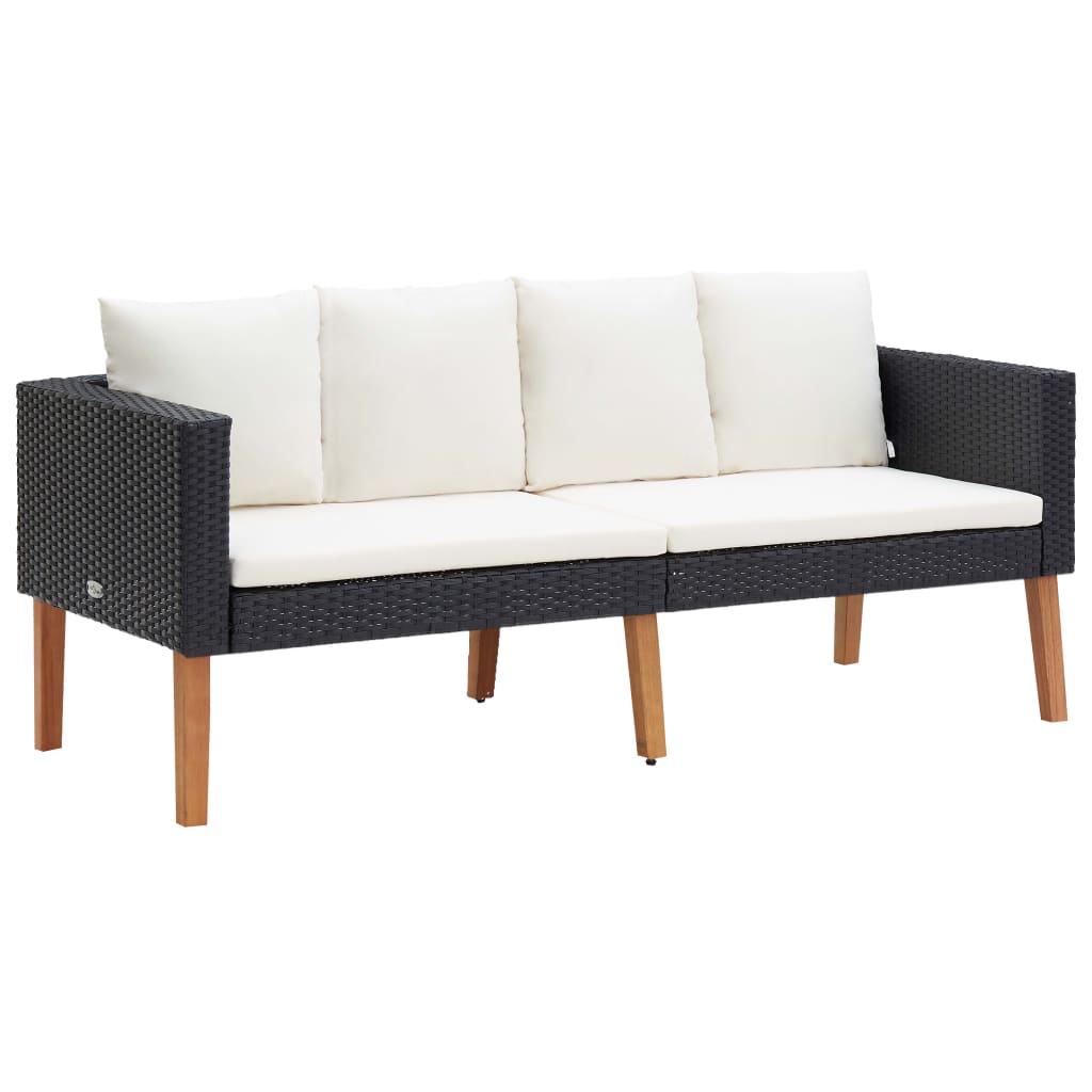 4-Delige Loungeset Met Kussens Poly Rattan Zwart