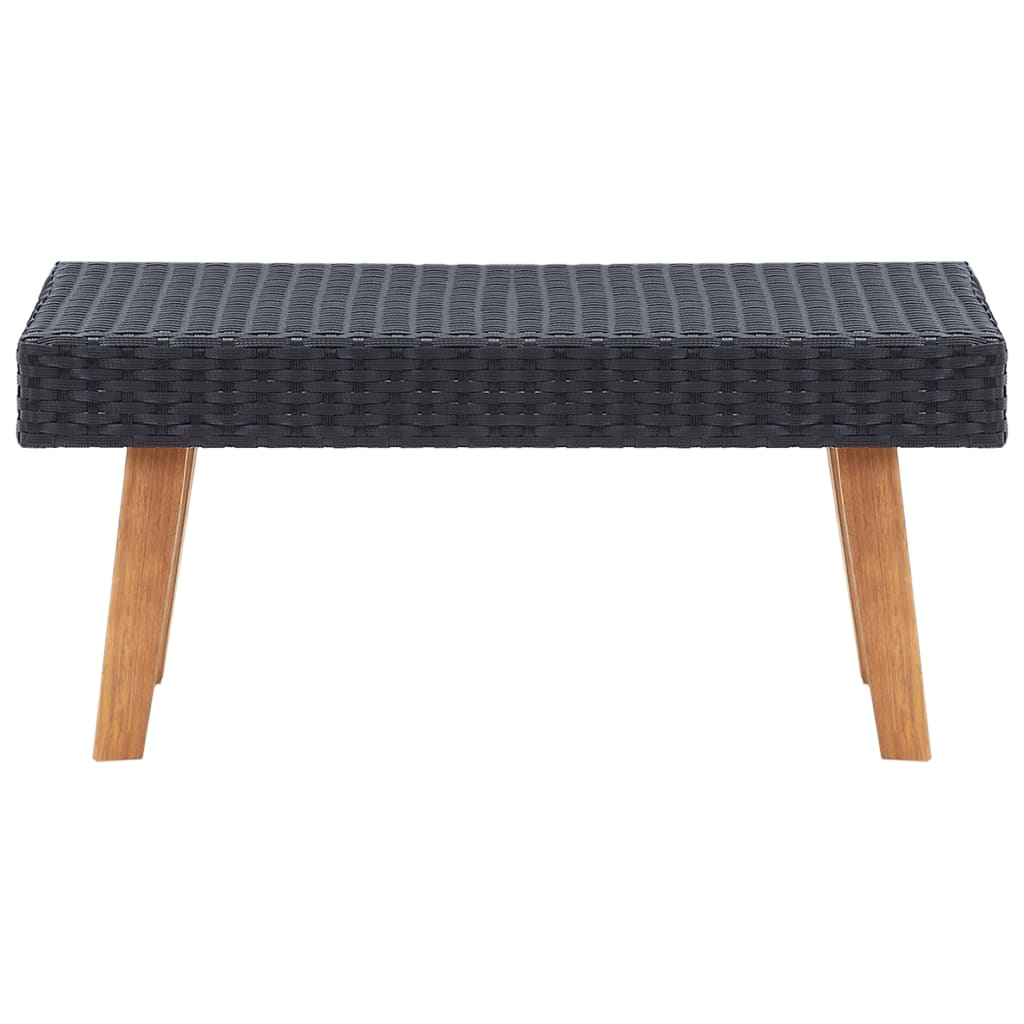 2-teiliges Lounge-Set mit Kissen Poly Rattan schwarz