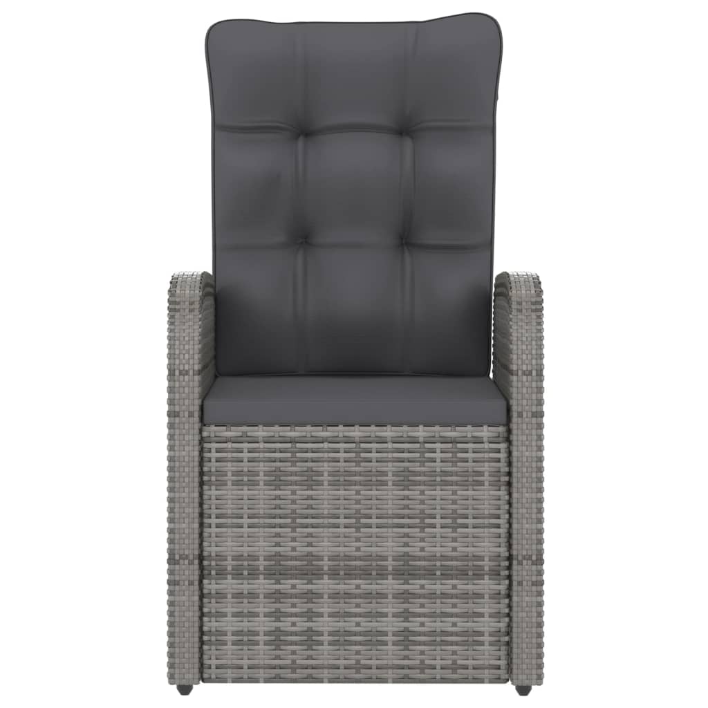 7-teiliges Gartenset mit Kissen Poly Rattan Grau