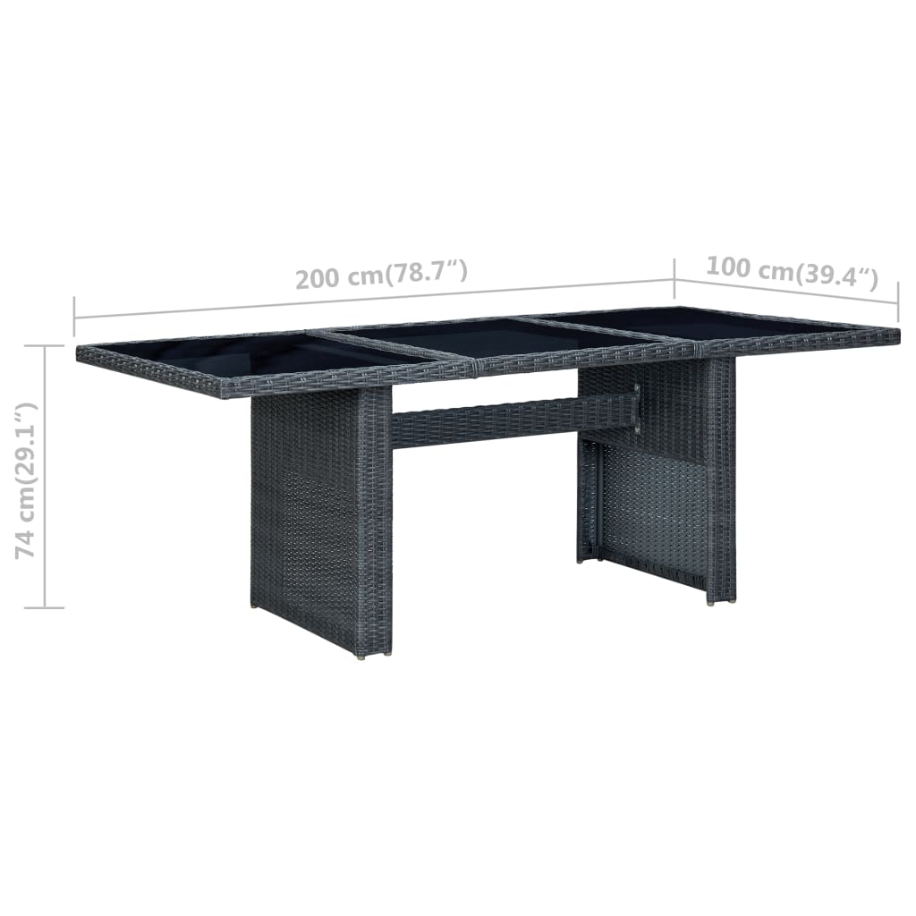 9-Delige Tuinset Met Kussens Poly Rattan Donkergrijs