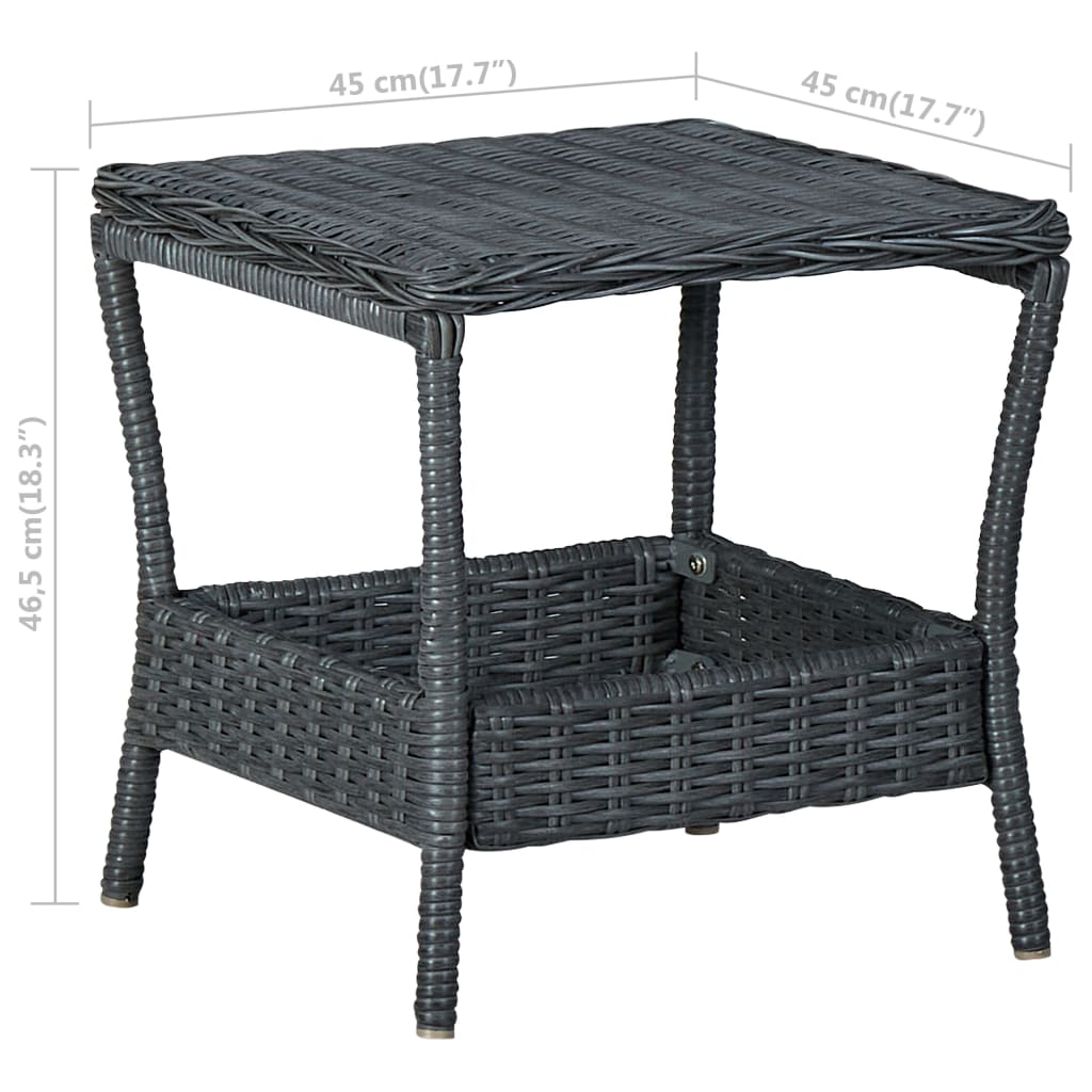 3-teiliges Lounge-Set mit Kissen Poly Rattan Dunkelgrau