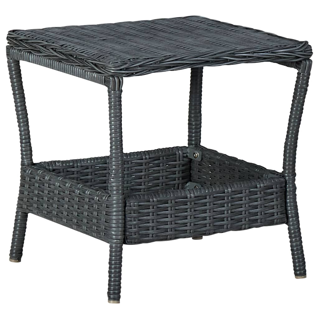 3-teiliges Lounge-Set mit Kissen Poly Rattan Dunkelgrau