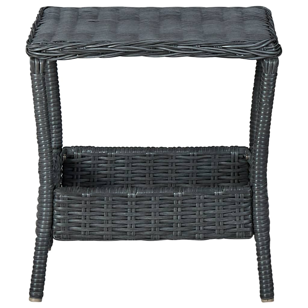 3-teiliges Lounge-Set mit Kissen Poly Rattan Dunkelgrau