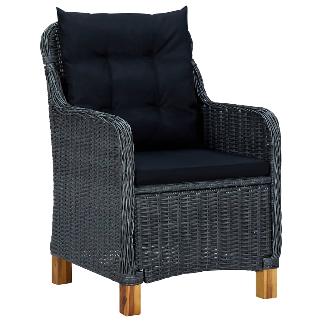 7-teiliges Gartenset mit Kissen Poly Rattan Dunkelgrau