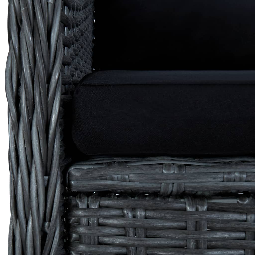 7-teiliges Gartenset mit Kissen Poly Rattan Dunkelgrau