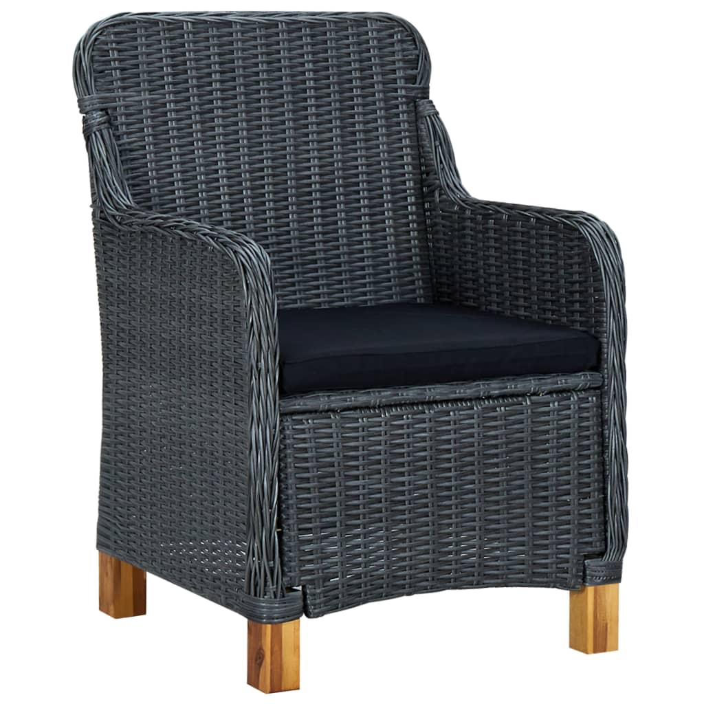 9-teiliges Gartenset mit Kissen Poly Rattan Dunkelgrau