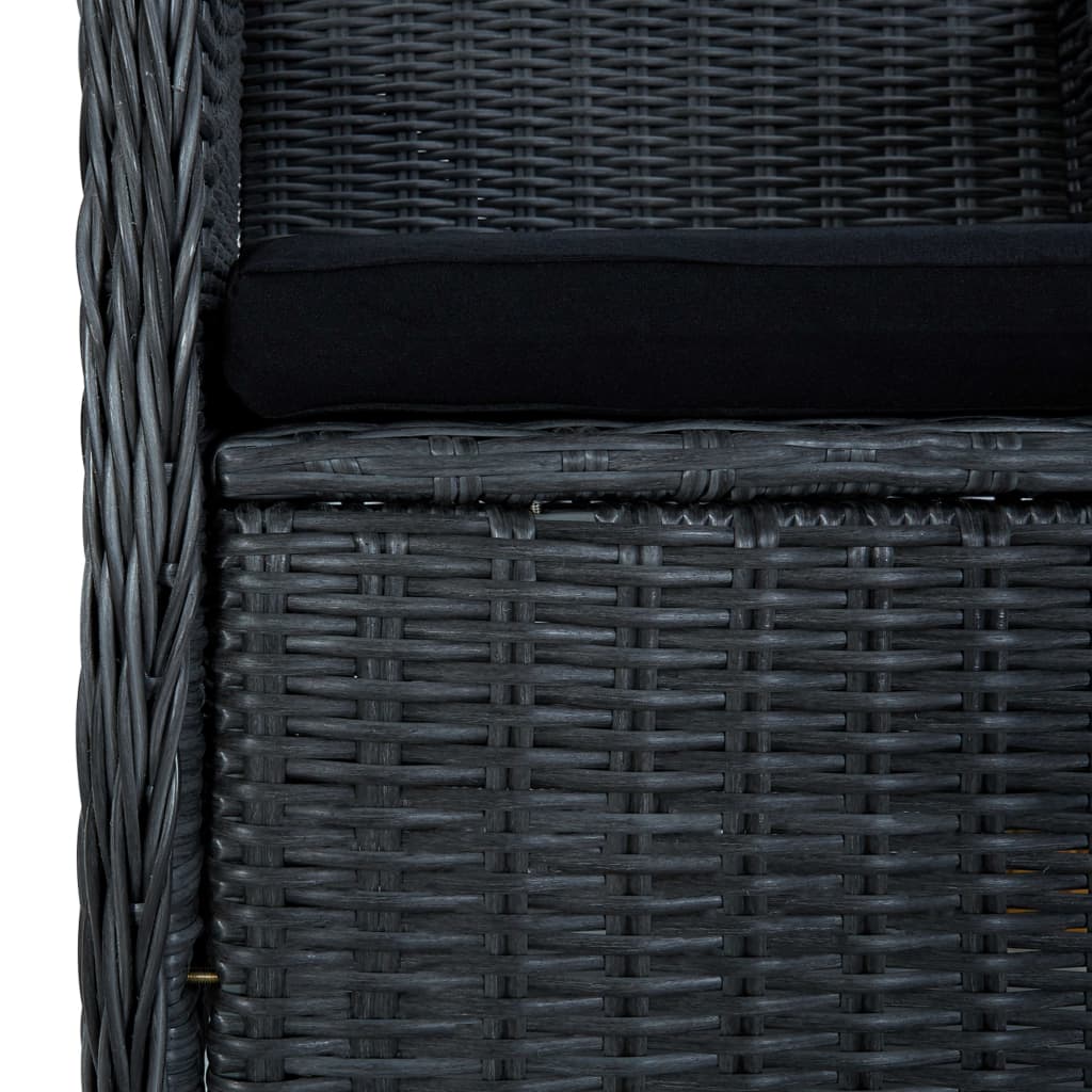 9-teiliges Gartenset mit Kissen Poly Rattan Dunkelgrau