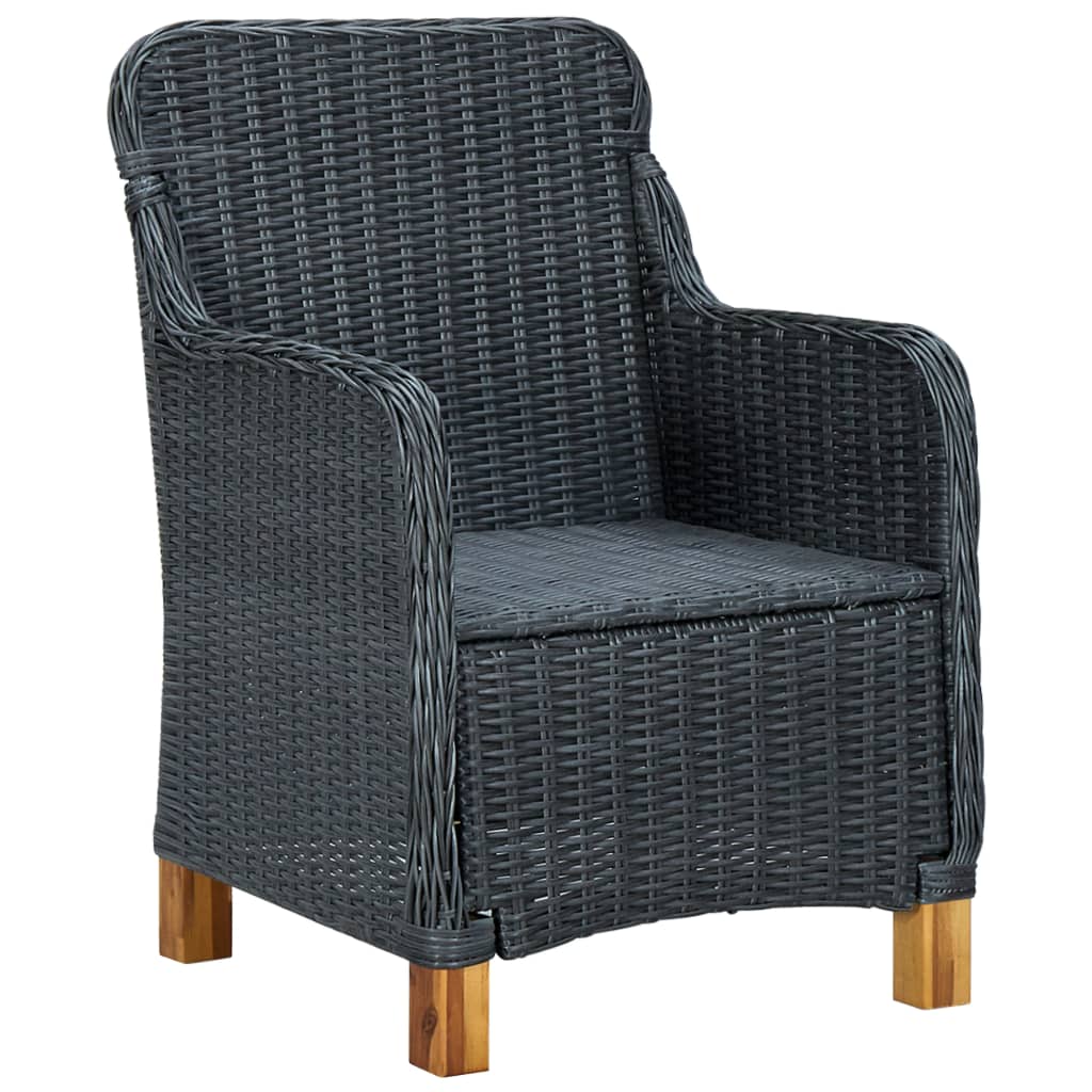9-teiliges Gartenset mit Kissen Poly Rattan Dunkelgrau