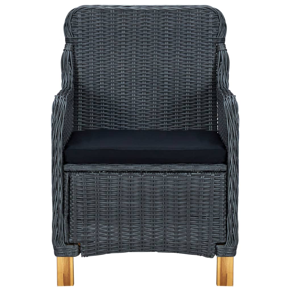 9-teiliges Gartenset mit Kissen Poly Rattan Dunkelgrau