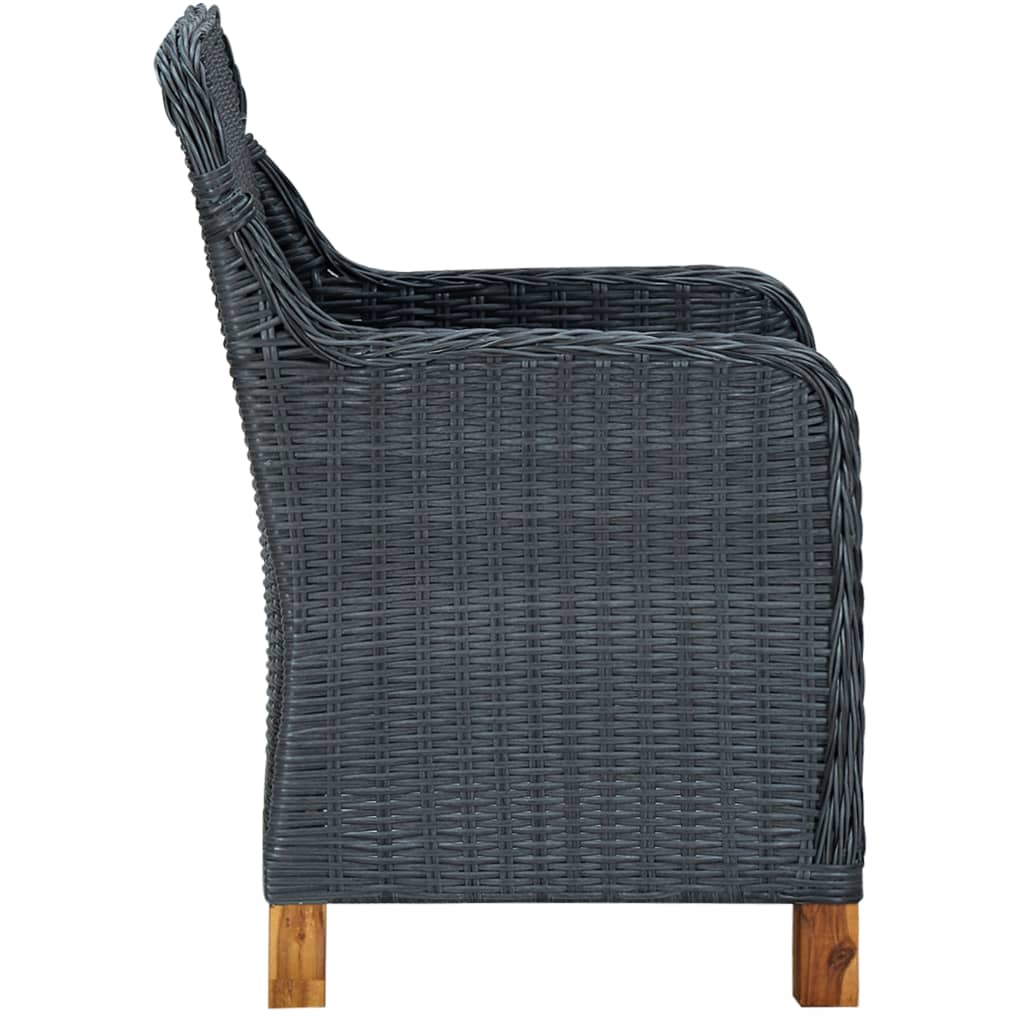 9-teiliges Gartenset mit Kissen Poly Rattan Dunkelgrau