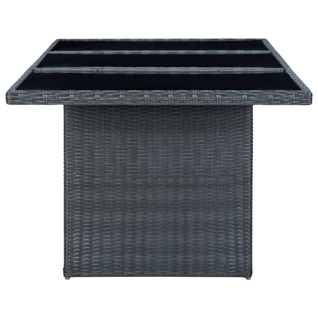 9-Delige Tuinset Met Kussens Poly Rattan Donkergrijs