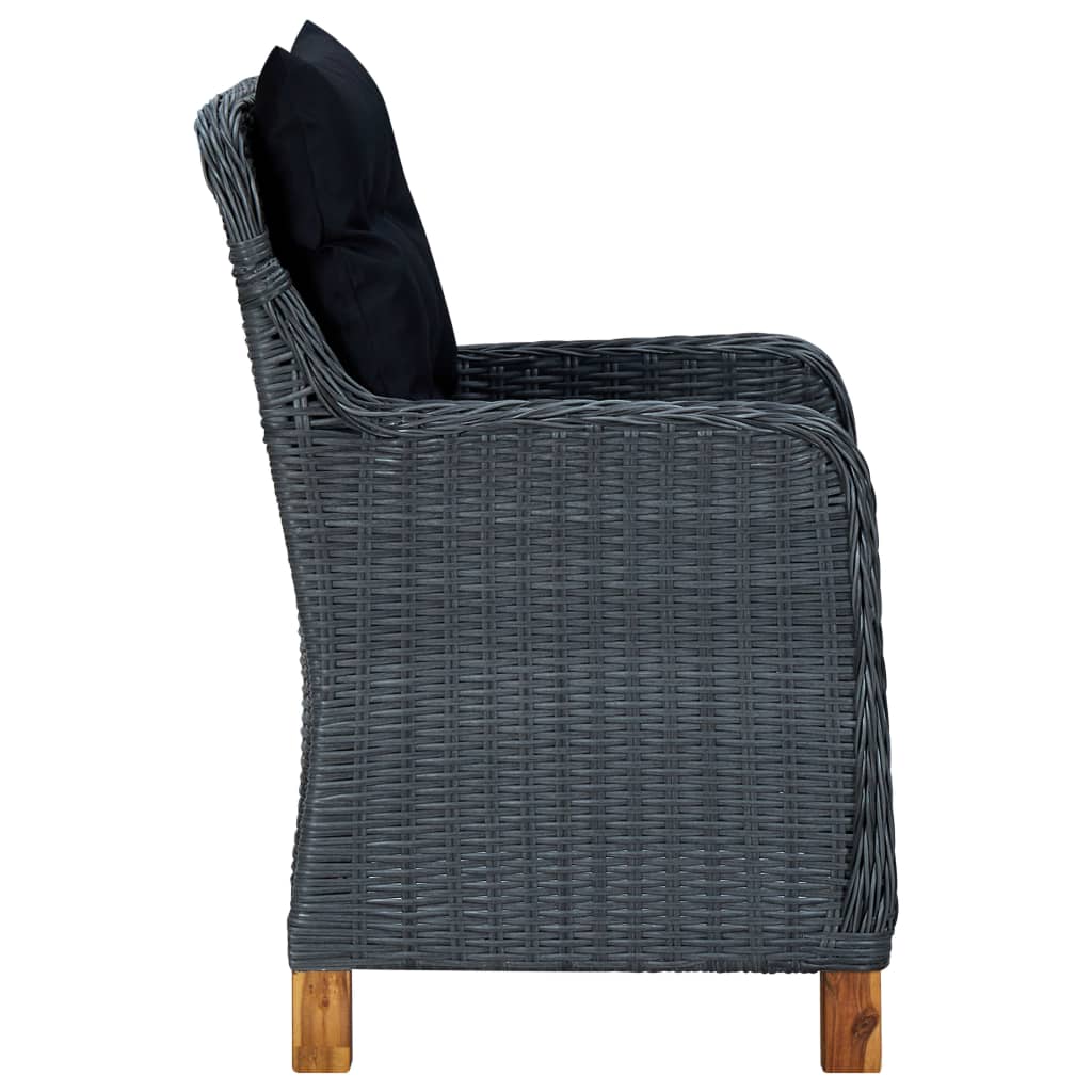 9-Delige Tuinset Met Kussens Poly Rattan Donkergrijs