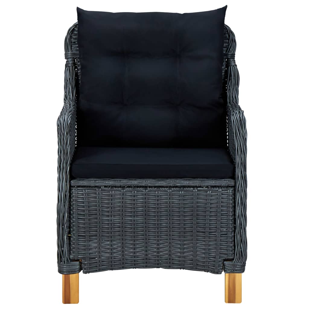 9-Delige Tuinset Met Kussens Poly Rattan Donkergrijs