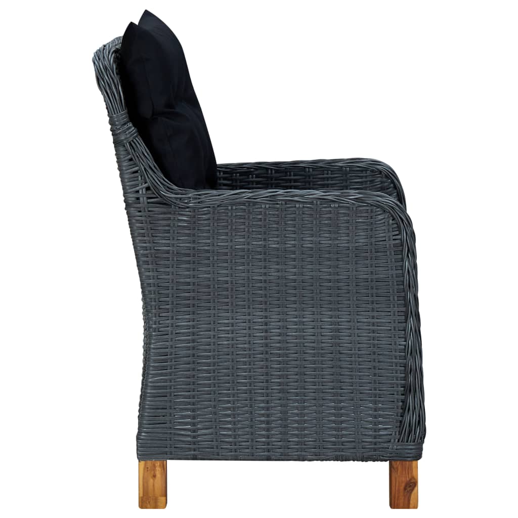 9-Delige Tuinset Met Kussens Poly Rattan Donkergrijs