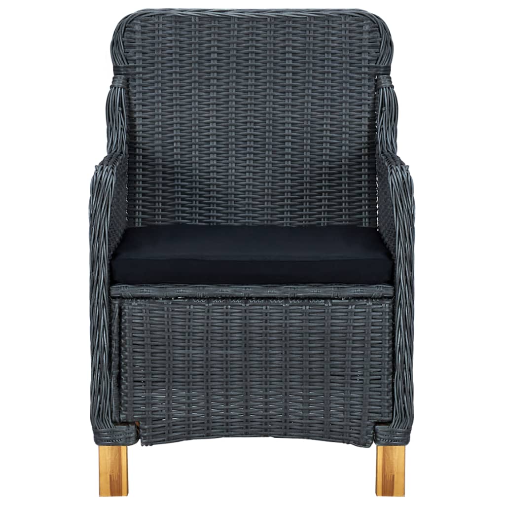 3-teiliges Lounge-Set mit Kissen Poly Rattan Dunkelgrau