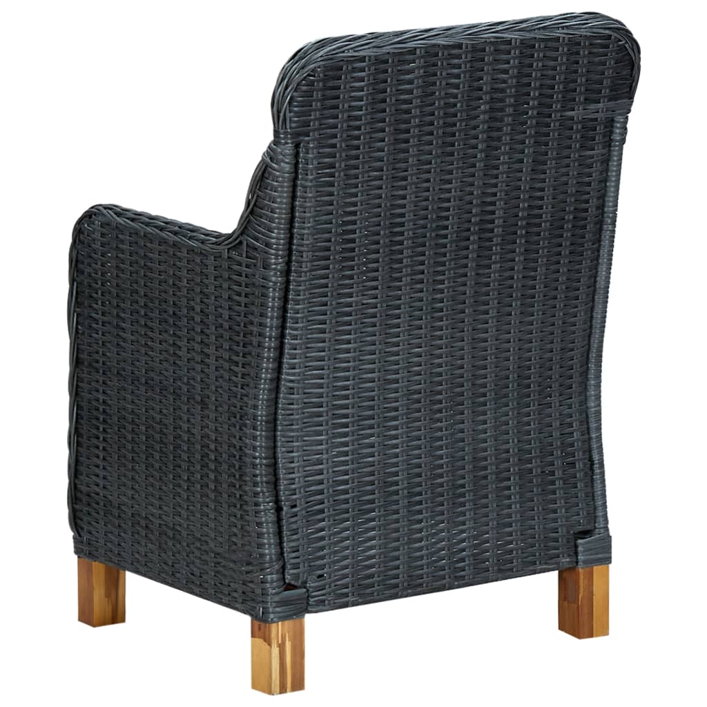 3-teiliges Lounge-Set mit Kissen Poly Rattan Dunkelgrau