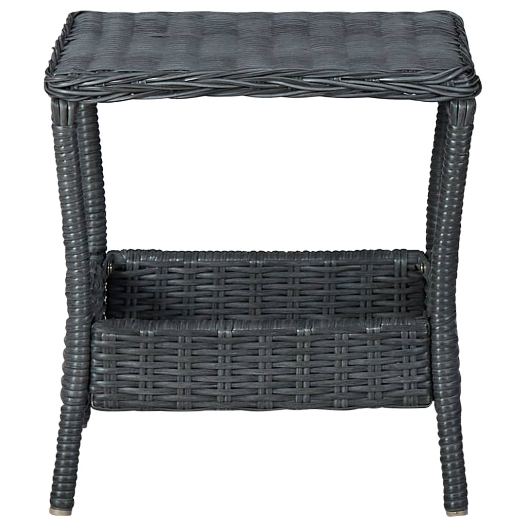 3-teiliges Lounge-Set mit Kissen Poly Rattan Dunkelgrau