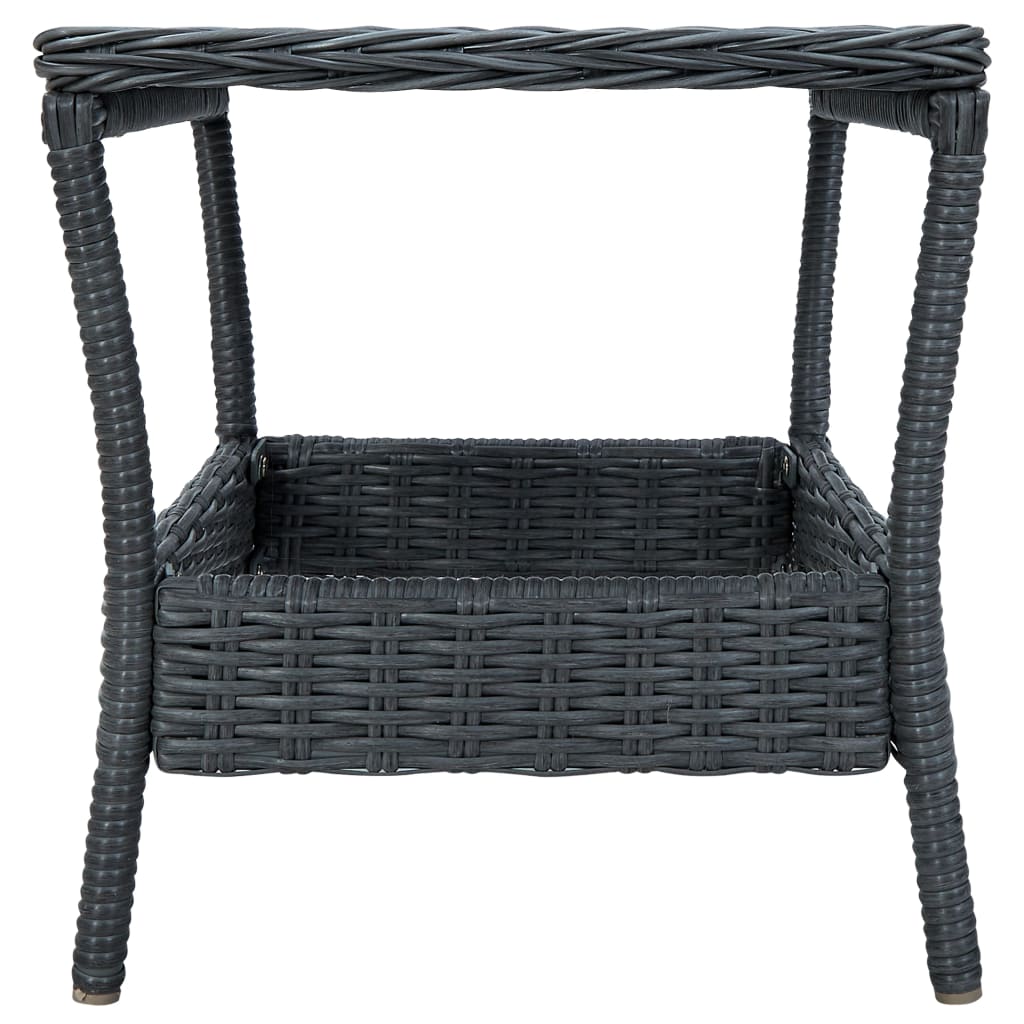 3-teiliges Lounge-Set mit Kissen Poly Rattan Dunkelgrau