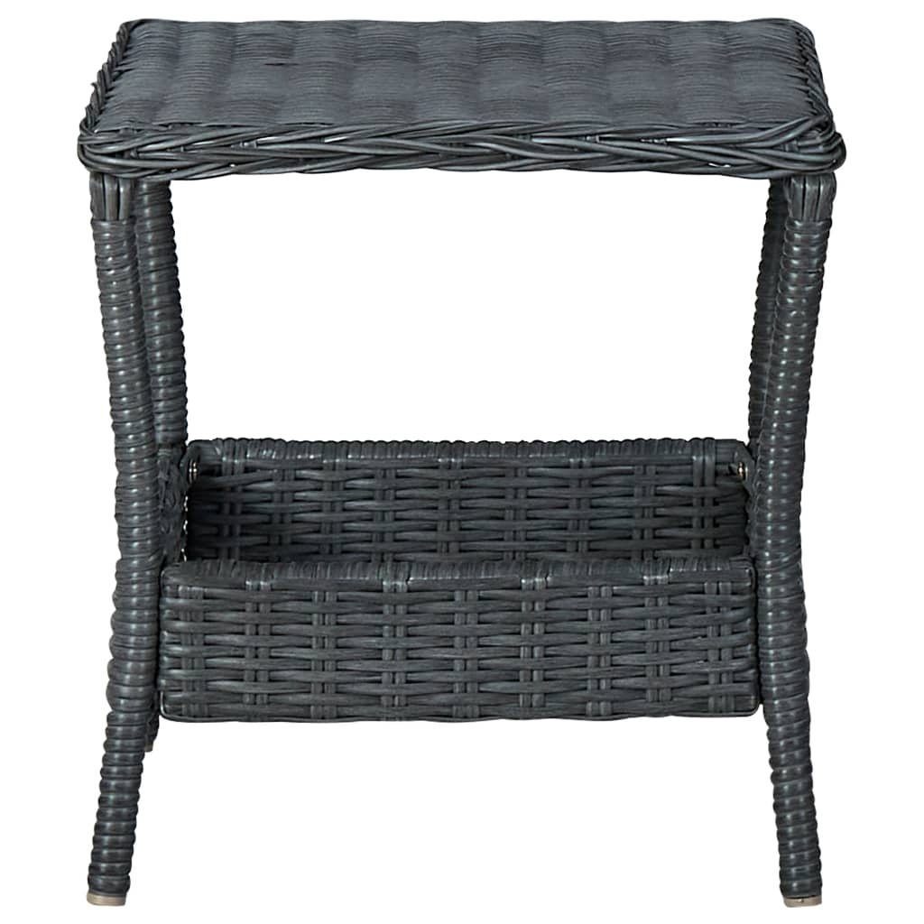 3-teiliges Lounge-Set mit Kissen Poly Rattan Dunkelgrau
