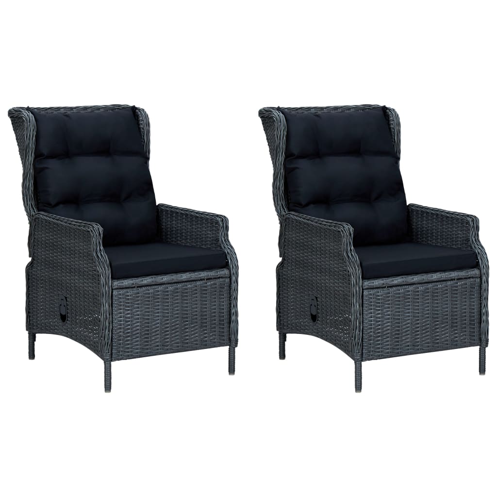 9-Delige Tuinset Met Kussens Poly Rattan Donkergrijs