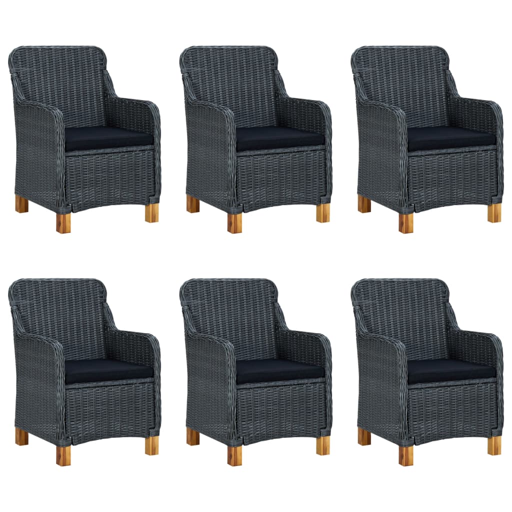 9-Delige Tuinset Met Kussens Poly Rattan Donkergrijs