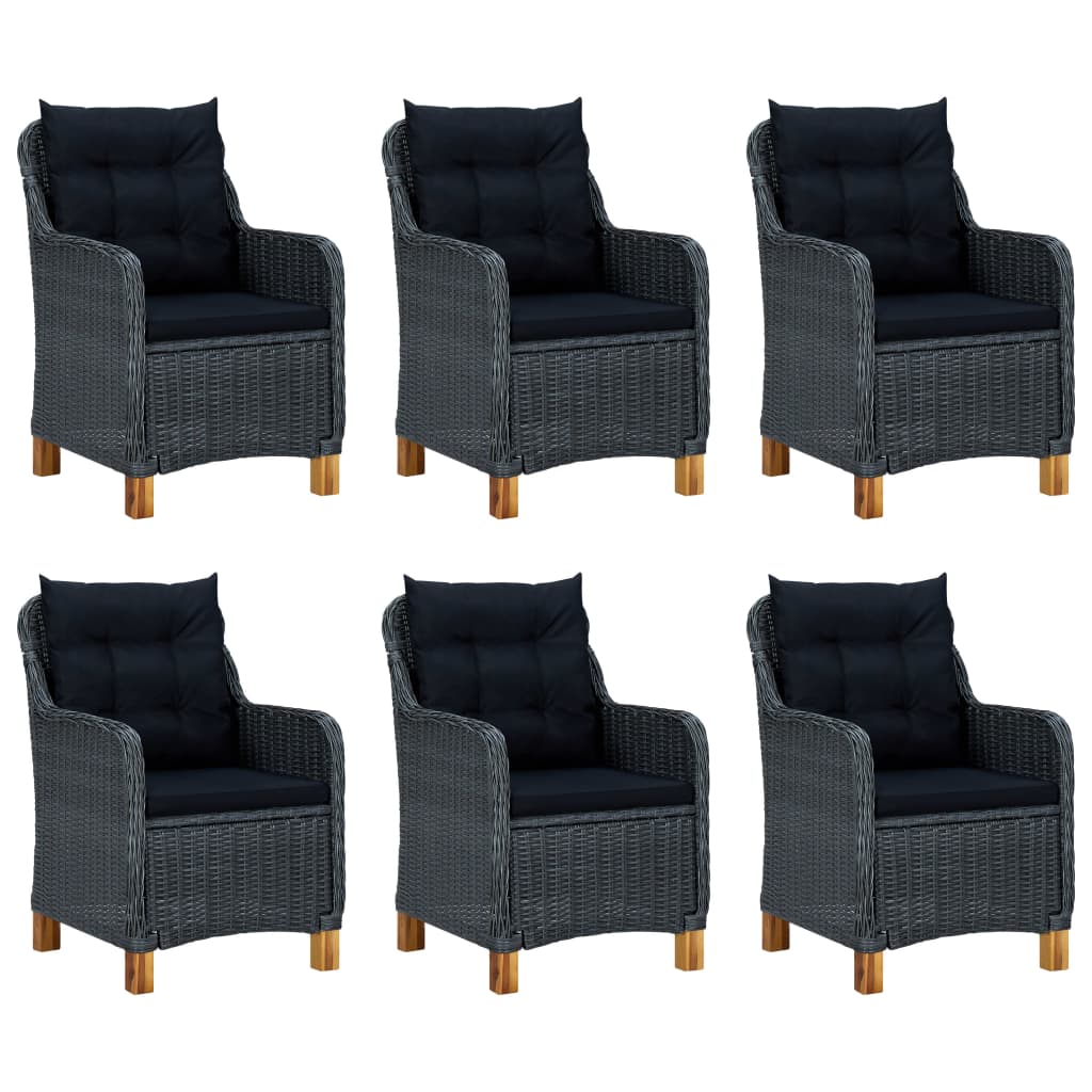 9-Delige Tuinset Met Kussens Poly Rattan Donkergrijs
