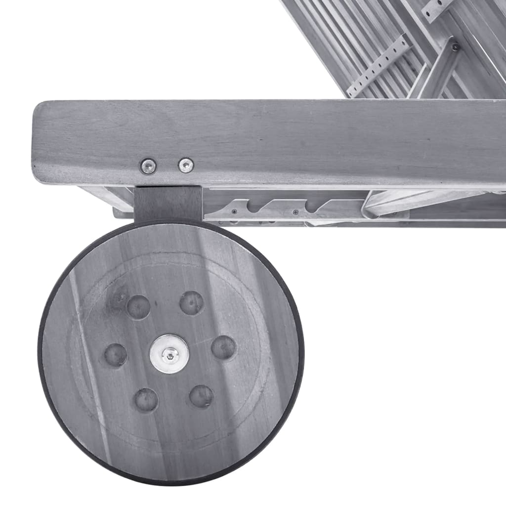 Liege für 2 Personen mit Kissen aus massivem Akazienholz in Grau