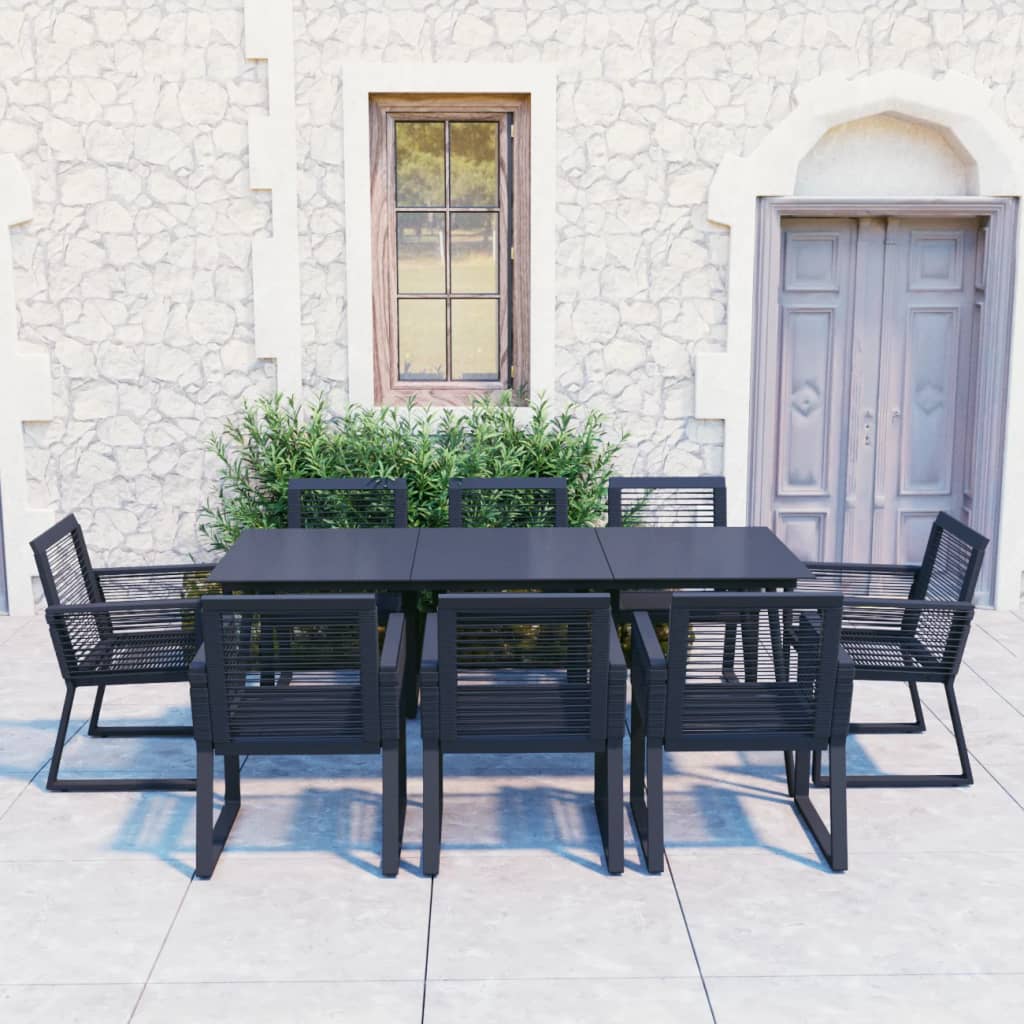 9-Delige Tuinset Pvc-Rattan Zwart