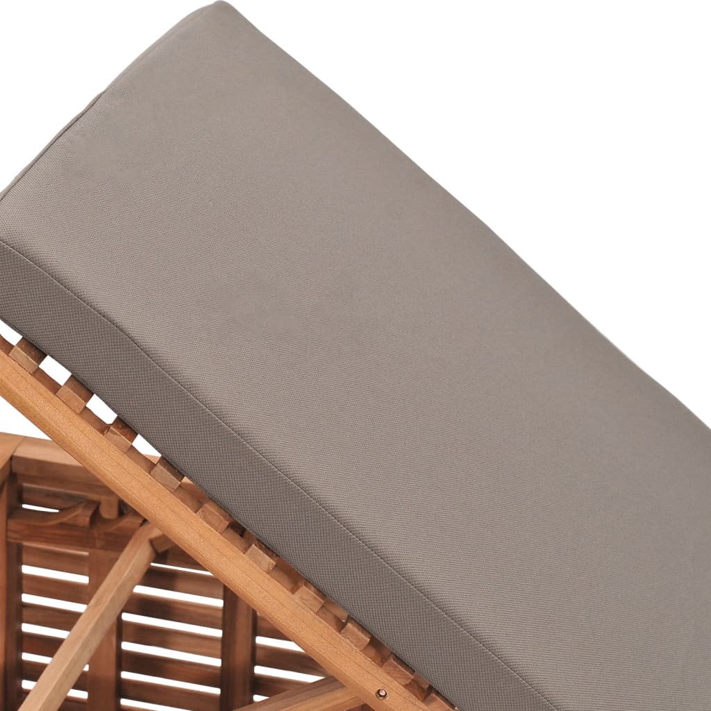 Ligbed Met Donkergrijs Kussen Massief Teakhout